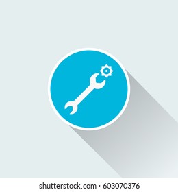 Flat spanner icon with gear
