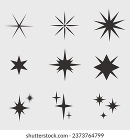 Flat sparkling star set vector