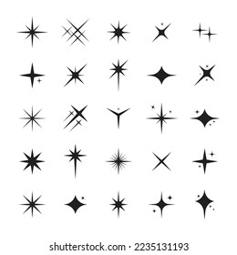 Flat sparkling stars vector collection
