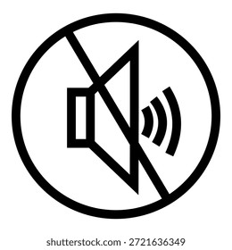 Icono de silencio de altavoz plano con ondas de sonido tachadas, adecuado para controles de volumen desactivado, modo silencioso, interfaces de App y Configuraciones de medios.
