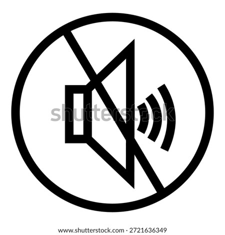 Flat speaker mute icon with sound waves crossed out, suitable for volume off controls, silent mode, app interfaces, and media settings.
