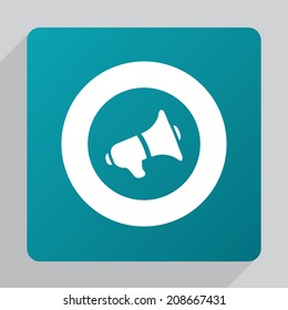 flat speaker symbol icon, white on green background 