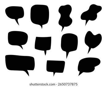 flat speech bubble and dialogue set vector. Chat text doodles.