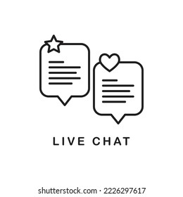 flat speech bubble icon. chat icon with star and heart in line style.