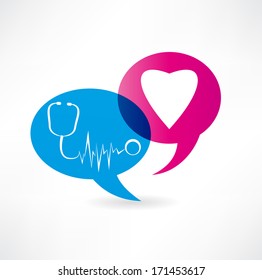 flat speech bubble icon with medical items