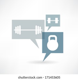 flat speech bubble icon with sports tools