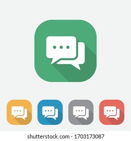 Flat Speech Bubble icons with long shadow, Chatting or messaging bubbles with dots flat icon apps and websites