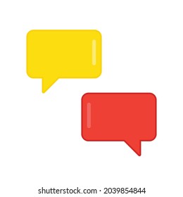 Diseño de ilustración de burbuja de voz plana en color rojo y amarillo aislado en fondo blanco para uso de iconos e impresión. 