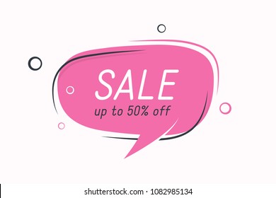 Flat speech bubble shaped banner, price tag, sticker, badge. Vector illustration