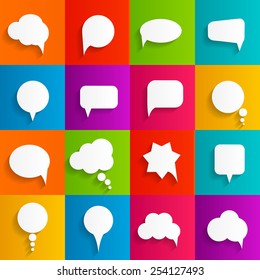 Flat Speech Bubbles with Long Shadows  Vector Illustration EPS10