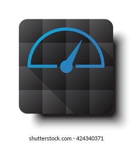 Flat Speed Meter icon on black app button with drop shadow