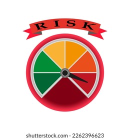 Flat speedometer risk. Growth chart sign. High speed. Vector illustration.