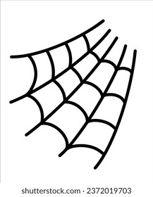 Dibujo de la telaraña plana sobre el fondo blanco para tu diseño para la celebración de Halloween. Ilustración de Doodle Vector
