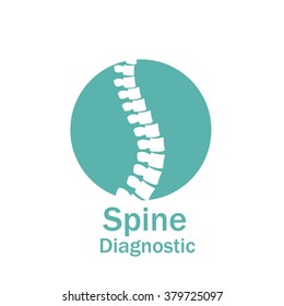  Flat spine icon for orthopedic therapy, diagnostic center.