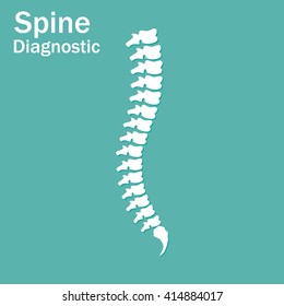 Flat spine icon for orthopedic therapy, diagnostic center.