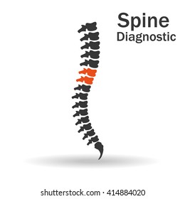 Flat spine icon for orthopedic therapy, diagnostic center.