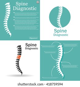 Flat spine icon for orthopedic therapy, diagnostic center.