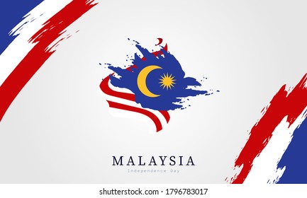 flat splash design illustration with the theme of Malaysian independence on August 31st