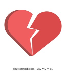 Flat split red heart, ideal for breakup recovery content, emotional campaigns, or contrast in love designs.