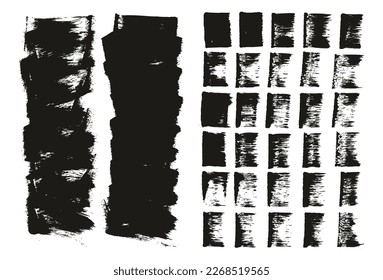 Flat Sponge Regular Artist Brush Short Background And Straight Lines Mix High Detail Abstract Vector Background Mix Set 