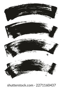 Flat Sponge Regular Artist Brush Curved Background High Detail Abstract Vector Background Set 