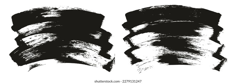 Flat Sponge Regular Artist Brush Curved Background High Detail Abstract Vector Background Set 
