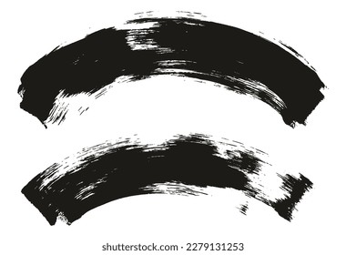 Flat Sponge Regular Artist Brush Curved Background High Detail Abstract Vector Background Set 