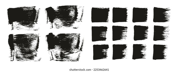 Flat Sponge Thick Artist Brush Short Background And Straight Lines Mix High Detail Abstract Vector Background Mix Set 