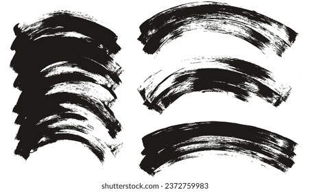 Flat Sponge Thin Artist Brush Curved Background Mix High Detail Abstract Vector Background Mix Set 