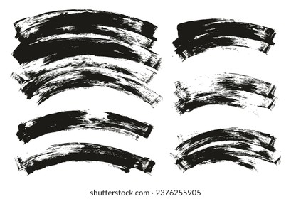 Flat Sponge Thin Artist Brush Curved Background Mix High Detail Abstract Vector Background Mix Set 