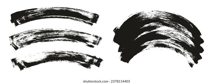 Flat Sponge Thin Artist Brush Curved Background Mix High Detail Abstract Vector Background Mix Set 