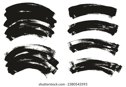 Flat Sponge Thin Artist Brush Curved Background Mix High Detail Abstract Vector Background Mix Set 