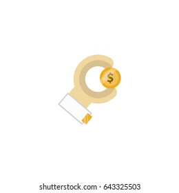 Flat Sponsor Element. Vector Illustration Of Flat Coin  Isolated On Clean Background. 