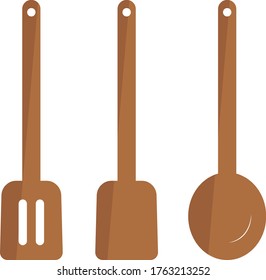 Flat spoon set for kitchen on white background for web and mobile.