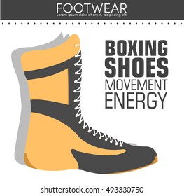 Flat sport boxing shoes background concept. Vector illustration design