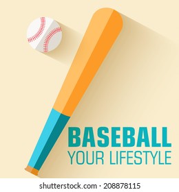 Flat sport icon baseball background concept. Vector illustration design