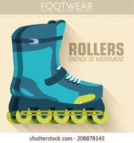 Flat sport rollers background concept. Vector illustration design