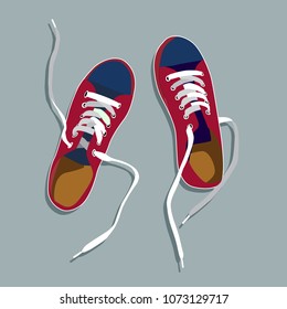 Flat sport sneakers background concept. Vector illustration design