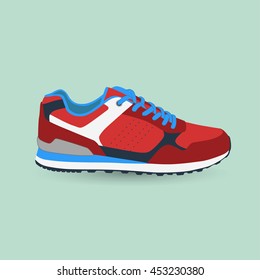 Flat sport sneakers background concept. Vector illustration design