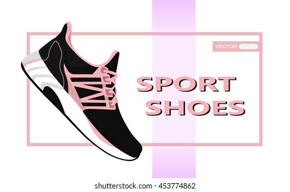 Flat sport sneakers background concept. Vector illustration design