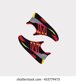 Flat sport sneakers background concept. Vector illustration design