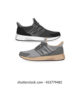 Flat sport sneakers background concept. Vector illustration design