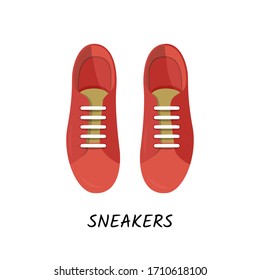 Flat sport sneakers illustration. Pair of sport shoes isolated on white background.