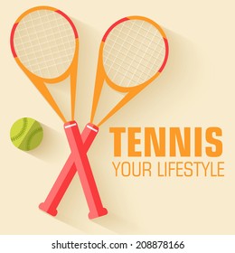 Flat sport tennis icon background concept. Vector illustration design