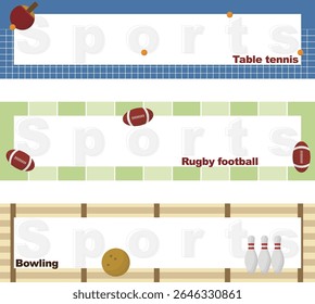 Flat Sports Banner Icons for Various Ball Games