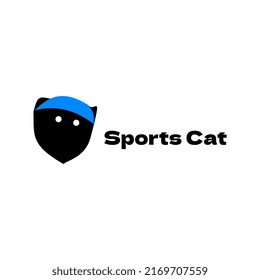 flat sports cat logo template