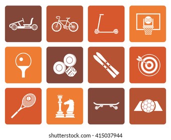Flat sports equipment and objects icons - vector icon set 2