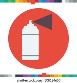 Flat spray can icon in a circle.