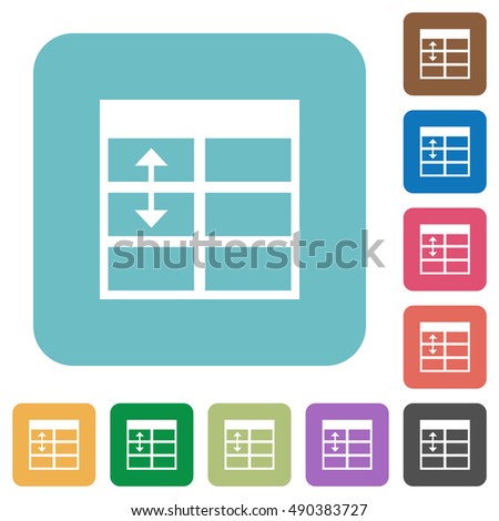 Flat Spreadsheet adjust table row height icons on rounded square color backgrounds.