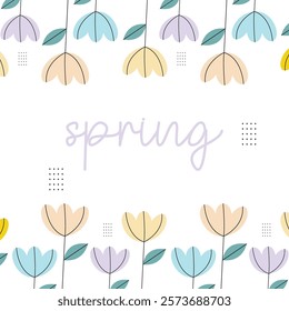 Flat spring celebration background. Hello spring greeting card